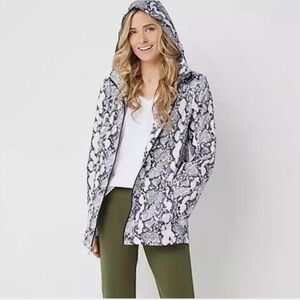 New Susan Graver Water Resistant Windbreaker Snake Packable Anorak Jacket Hood